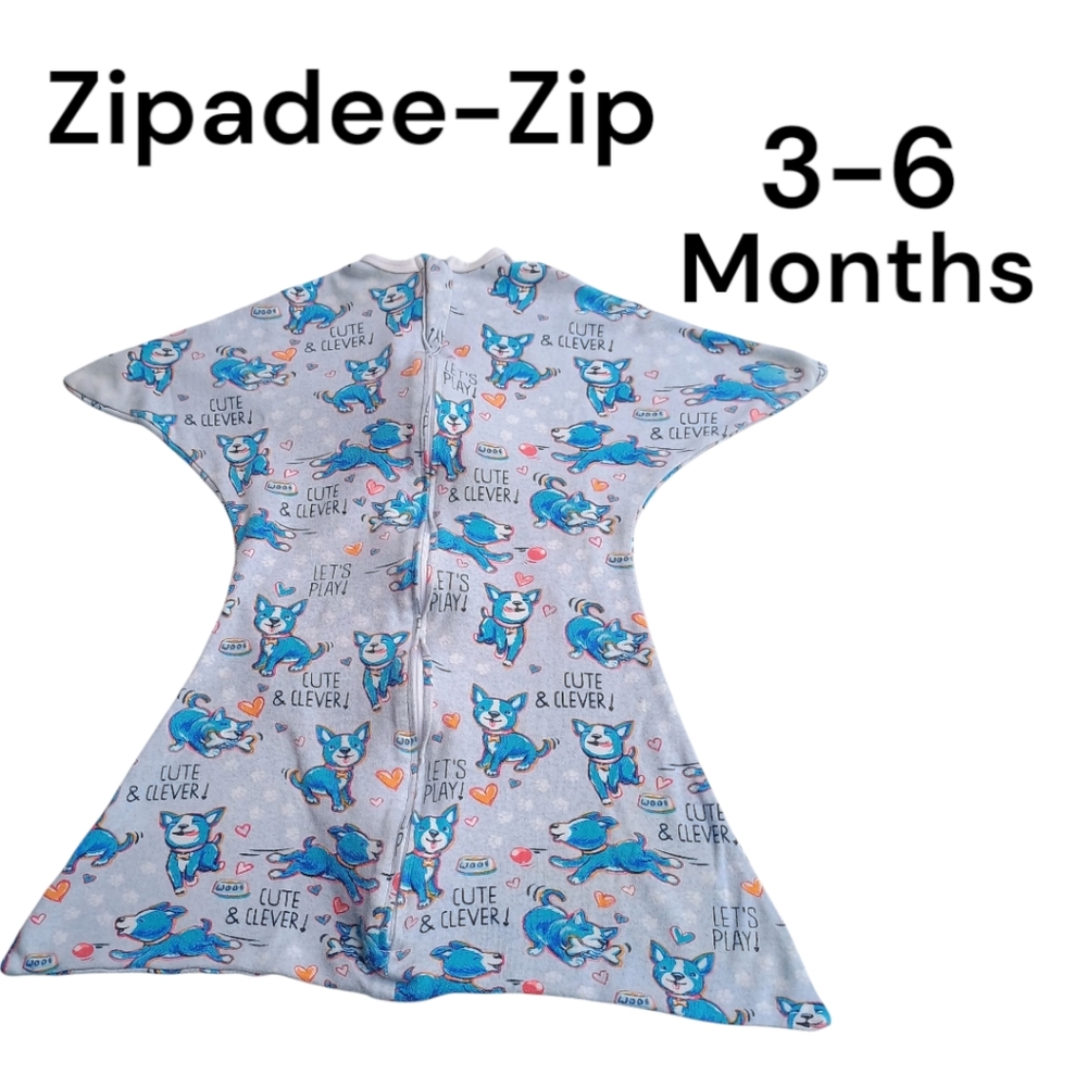 Zipadee-Zip puppy dog swaddle transition blanket baby boy size small 3-6 months